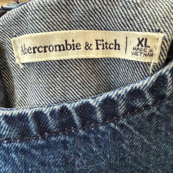 Abercrombie & Fitch Denim Shift Mini Dress Dark Wash - Picture 5 of 5